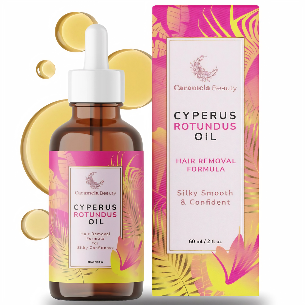 Aceite de Cyperus Rotundus Natural Caramela Beauty - 60ml de Aceite Natural de Cyperus Rotundus para Depilación, Hidratante y Calmante.