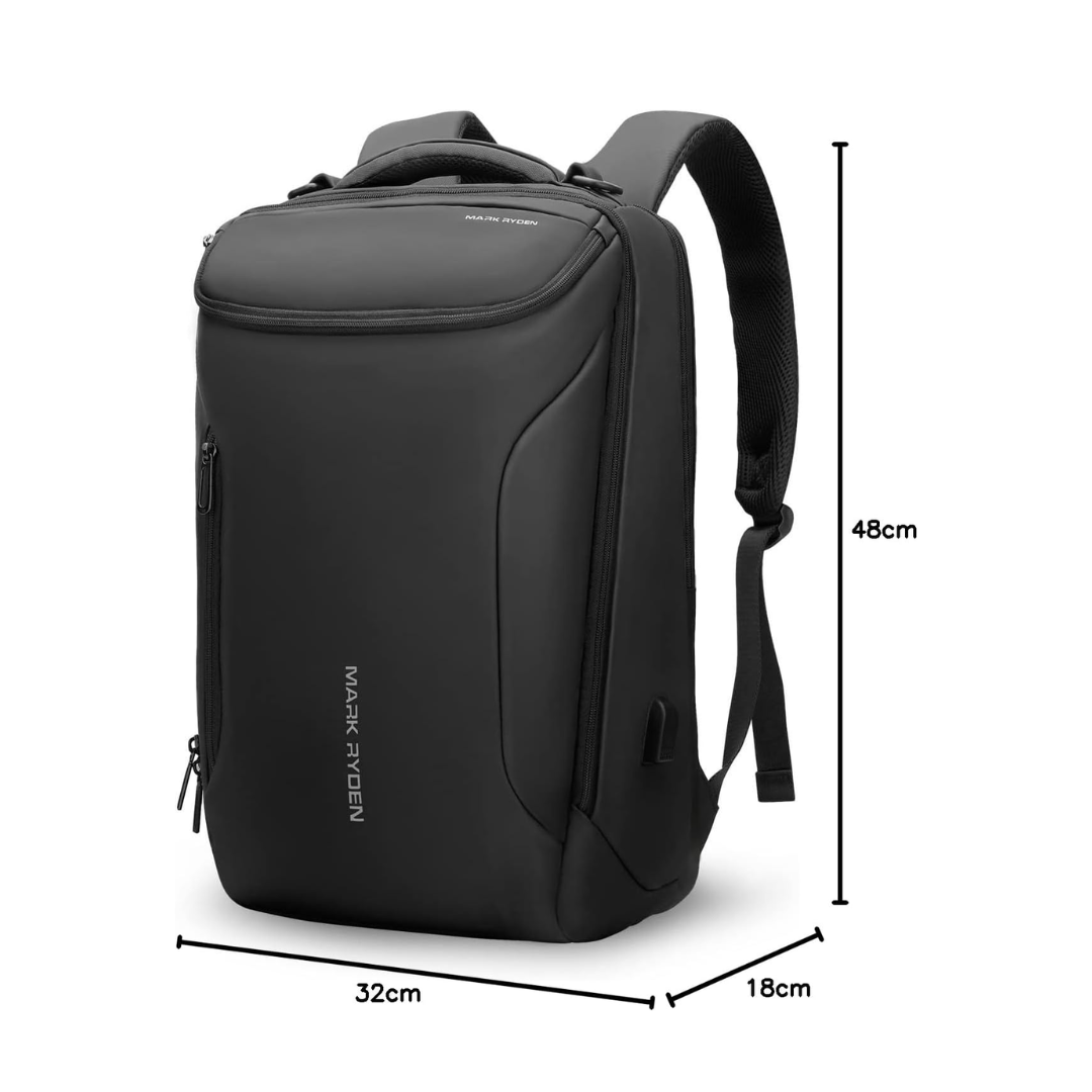 Mark Ryden® - Mochila de Negocios Impermeable de Alta Tecnología con Diseño Compacto y Puerto de carga USB. Compartimiento para Laptops y Portátiles.