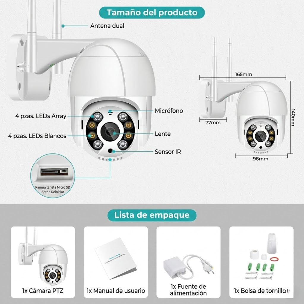 VisionGuard 360 Pro - Vigilancia inteligente de alta definición con rotación 360°, visión nocturna y detección.